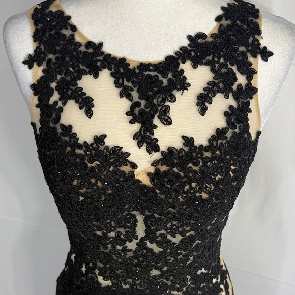 Madison James Black Lace Illusion Mini Dress Sz 8 - Picture 4 of 10